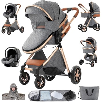 Eléctrico Inteligente Carrito Bebe, Multifuncional Carro Bebe, Cochecito Bebes con Cojín de Asiento Extraíble, Carros Para Bebe