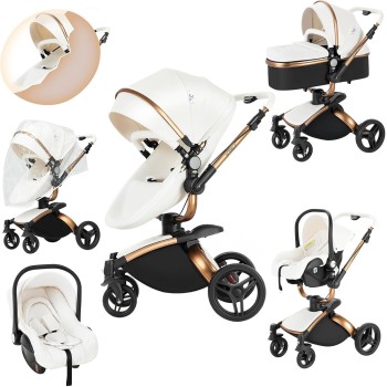 Eléctrico Inteligente Carrito Bebe, Multifuncional Carro Bebe, Cochecito Bebes con Cojín de Asiento Extraíble, Carros Para Bebe