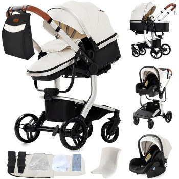 Eléctrico Inteligente Carrito Bebe, Multifuncional Carro Bebe, Cochecito Bebes con Cojín de Asiento Extraíble, Carros Para Bebe
