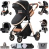 Eléctrico Inteligente Carrito Bebe, Multifuncional Carro Bebe, Cochecito Bebes con Cojín de Asiento Extraíble, Carros Para Bebe