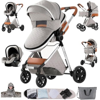 Eléctrico Inteligente Carrito Bebe, Multifuncional Carro Bebe, Cochecito Bebes con Cojín de Asiento Extraíble, Carros Para Bebe
