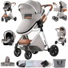 Eléctrico Inteligente Carrito Bebe, Multifuncional Carro Bebe, Cochecito Bebes con Cojín de Asiento Extraíble, Carros Para Bebe