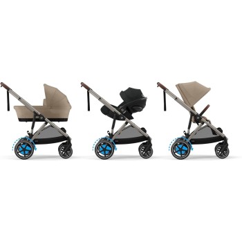CYBEX Cochecito dorado e-GAZELLE S, máx. 22 kg (modo individual) / 2x 22 kg (modo dúo), sistema todo en 1 con accionamiento