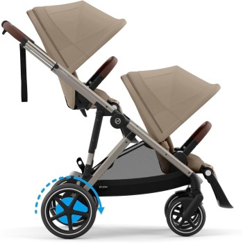 CYBEX Cochecito dorado e-GAZELLE S, máx. 22 kg (modo individual) / 2x 22 kg (modo dúo), sistema todo en 1 con accionamiento