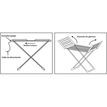 Cofan Tendedero Extensible Eléctrico | 220W | Modelo Sahara | Fabricado en Aluminio | Medidas: 148 x 52 x 108 cm