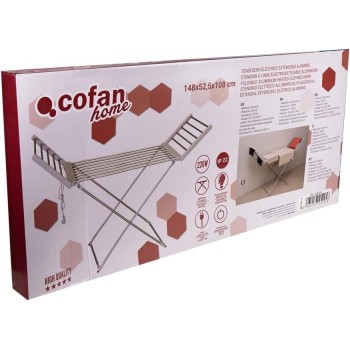 Cofan Tendedero Extensible Eléctrico | 220W | Modelo Sahara | Fabricado en Aluminio | Medidas: 148 x 52 x 108 cm