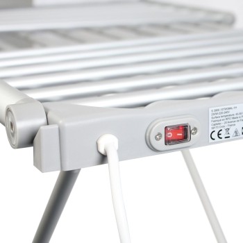 Fishtec - Tendedero eléctrico Plegable de Aluminio - 18 Barras - 230 W - 145 cm - Aluminio Plata - Calor - para Ropa de hogar -