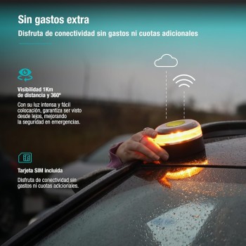 Baliza V16 Homologada DGT 2026 Geolocalización GPS | Luz Emergencia LED 360º 1 km | Conectada con DGT 3.0 en 100 segundos, Sin