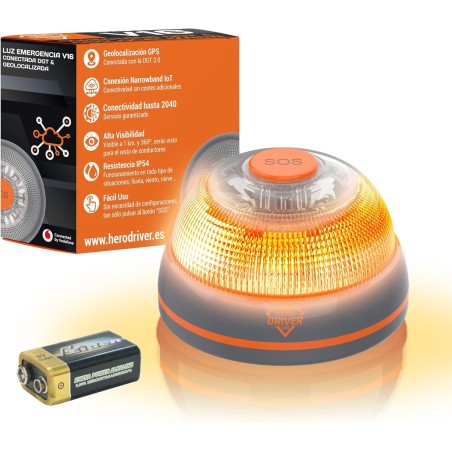 Baliza V16 Conectada y Geolocalizada Certificada DGT 3.0 – Sin cuotas hasta 2040 – Luz Emergencia coche - Uso obligatorio en