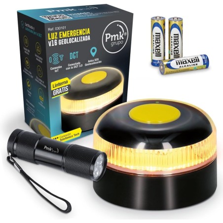 Baliza V16 Homologada DGT 2026 Geolocalización GPS | Luz Emergencia LED 360º 1 km | Conectada con DGT 3.0 en 100 seg. | Sin APPS