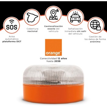 Luz de Emergencia V16 con Geolocalización Homologada y Conectada con la DGT 3.0 SIM Incorporada con Plan de Datos Incluido