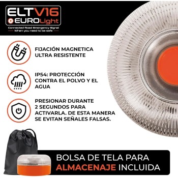 Luz de Emergencia V16 con Geolocalización Homologada y Conectada con la DGT 3.0 SIM Incorporada con Plan de Datos Incluido