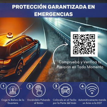 Señalización Baliza V16 Luz de Emergencia para Coche Homologada DGT con Tarjeta SIM Movistar Incluida y Activada Pack V-16,
