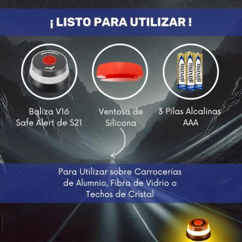 Señalización Baliza V16 Luz de Emergencia para Coche Homologada DGT con Tarjeta SIM Movistar Incluida y Activada Pack V-16,