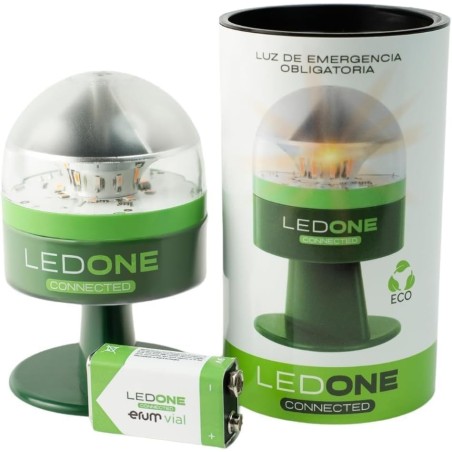LEDONE Connected - Baliza V16 Obligatoria DGT en 2026. Homologada y con Geolocalizador con SIM Telefónica y Datos Gratis hasta