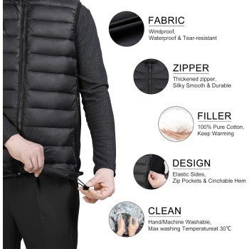 Loowoko Chaleco calefactable hombre con bateria 10000mah, chaqueta calefactable sin mangas ligera, 3 niveles de calor + 4 zonas,
