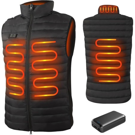 Chaleco Calefactable Hombre, Chaqueta Calefactable Hombre con Batería de 10000 mAh, Chaleco Termico Eléctrico Ligero con 4 Zonas