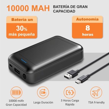 Chaleco Calefactable Hombre, Chaqueta Calefactable Hombre con Batería de 10000 mAh, Chaleco Termico Eléctrico Ligero con 4 Zonas