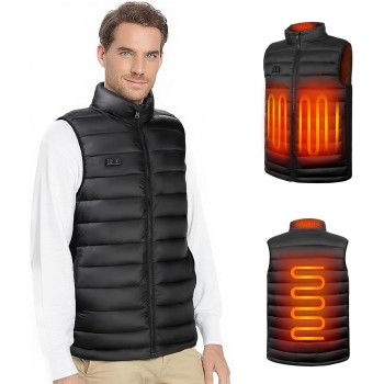 Chaleco Calefactable Hombre, Chaqueta Calefactable Hombre con Batería de 10000 mAh, Chaleco Termico Eléctrico Ligero con 4 Zonas