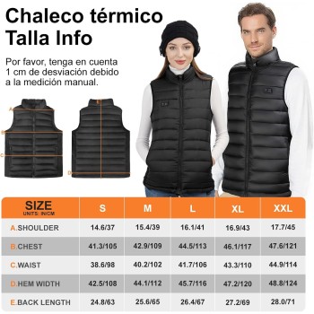 Chaleco Calefactable Mujer, Chaqueta Calefactable Mujer con Batería de 10000 mAh, Chaleco Termico Eléctrico Ligero con 4 Zonas