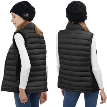 Chaleco Calefactable Mujer, Chaqueta Calefactable Mujer con Batería de 10000 mAh, Chaleco Termico Eléctrico Ligero con 4 Zonas