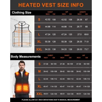Chaleco Calefactable Hombre Mujer con Batería 20000mAh Chaqueta Calefactable con 15 Zonas de Calor y 3 Niveles Ajustables