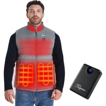 Telguua Chaleco Calefactable con Banco de Energía 12000mAh 5V, Chaleco Calefactor Hombre, Chalecos Térmico Recargable, Con 4