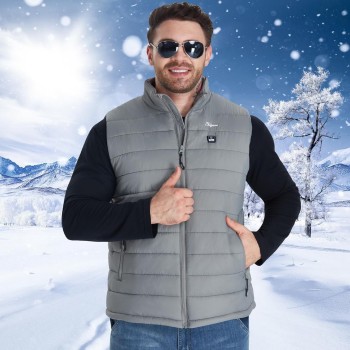 Telguua Chaleco Calefactable con Banco de Energía 12000mAh 5V, Chaleco Calefactor Hombre, Chalecos Térmico Recargable, Con 4