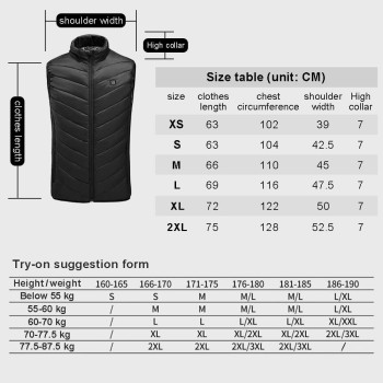 Chaleco Calefactable Hombre/Mujer, Ropa Calefactable USB, Chaquetas con Calefaccion Moto, Eléctrico Chaleco Calefactor