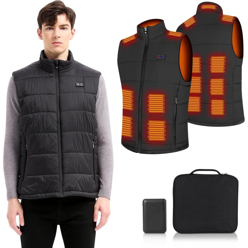 Amiable Chaleco Calefactable Hombre, Chaqueta Calefactable Hombre con 15 Zonas, Chaleco Termico Electrico con batería recargable