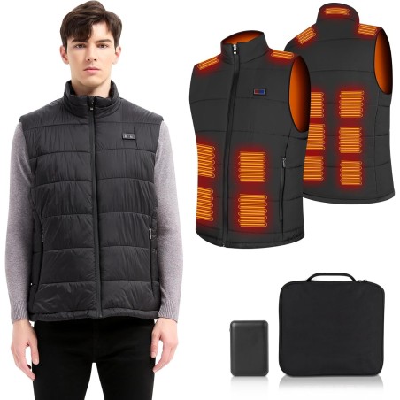 Amiable Chaleco Calefactable Hombre, Chaqueta Calefactable Hombre con 15 Zonas, Chaleco Termico Electrico con batería recargable