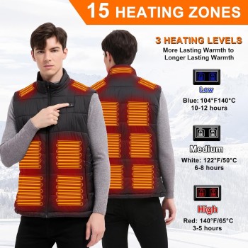 Amiable Chaleco Calefactable Hombre, Chaqueta Calefactable Hombre con 15 Zonas, Chaleco Termico Electrico con batería recargable