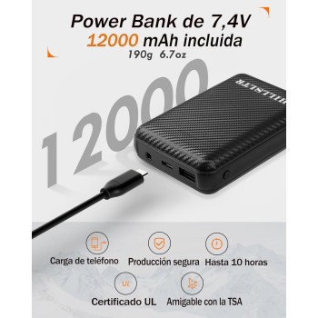 Chaleco Calefactable de Forro Polar para Mujer con Batería 7.4V 12000mAh, 8 Zonas de Calefacción, Chaleco Calefactable con 3