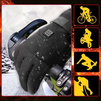 Svpro Guantes de Invierno con batería Recargable, Guantes artríticos térmicos Impermeables para Hombres