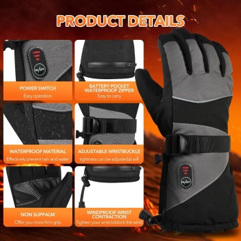 Guantes Calefactables, batería Recargable de 5V 5000 mAh, 3 Niveles de Calentamiento,Guantes Calefactores eléctricos