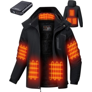 Chaqueta Calefactable Hombre Con Batería Externa De 12V 18400 Mah, 8 Zonas De Calentamiento, 3 Niveles De Temperatura, Parka De