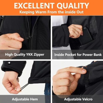 Chaqueta Calefactable Adecuado Para Hombres y Mujeres Con Batería de 18400 mAh Capucha Impermeables Elección Ideal Para