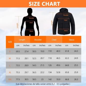 Chaqueta Calefactable Adecuado Para Hombres y Mujeres Con Batería de 18400 mAh Capucha Impermeables Elección Ideal Para