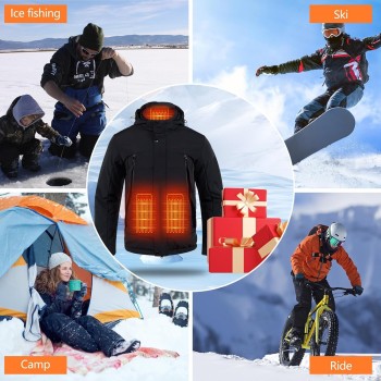 Chaqueta Calefactable Adecuado Para Hombres y Mujeres Con Batería de 18400 mAh Capucha Impermeables Elección Ideal Para