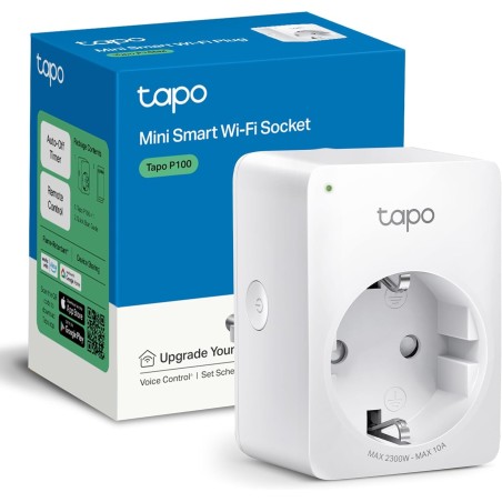 Tapo P100 - Mini Enchufe inteligente Wi-Fi, Programa Horarios y Temporizadores, Ahorra Energía, Compatible con Alexa / Google