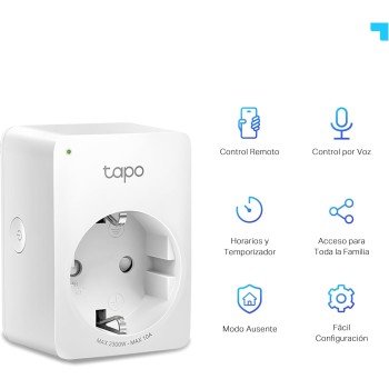 Tapo P100 - Mini Enchufe inteligente Wi-Fi, Programa Horarios y Temporizadores, Ahorra Energía, Compatible con Alexa / Google