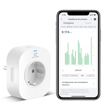 Enchufe Inteligente Alexa, Enchufe Wi-Fi Medidor Consumo, Tomada Inteligente Programable con Temporizador, Control Remoto por