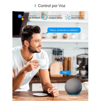 Enchufe Inteligente Alexa, Enchufe Wi-Fi Medidor Consumo, Tomada Inteligente Programable con Temporizador, Control Remoto por