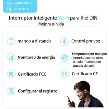 Interruptor Medidor Energia, 16A DIY Interruptor Inteligente Compatible con Alexa, Google Home, Interruptor WiFi con Control de