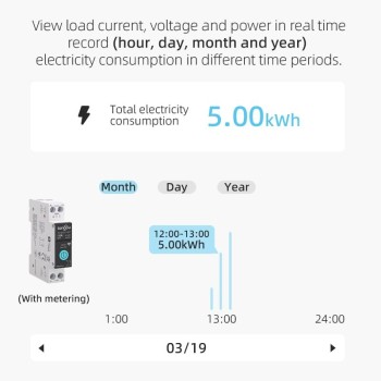 Interruptor Medidor Energia, 16A DIY Interruptor Inteligente Compatible con Alexa, Google Home, Interruptor WiFi con Control de