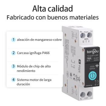 Interruptor Medidor Energia, 16A DIY Interruptor Inteligente Compatible con Alexa, Google Home, Interruptor WiFi con Control de