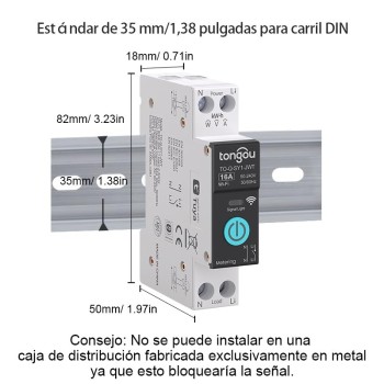 Interruptor Medidor Energia, 16A DIY Interruptor Inteligente Compatible con Alexa, Google Home, Interruptor WiFi con Control de