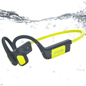 IFECCO Auriculares Natacion Bluetooth 5.4 - IP68 Resistente al Agua Auriculares Conduccion Osea Natacion,Cascos Abiertos con 32G