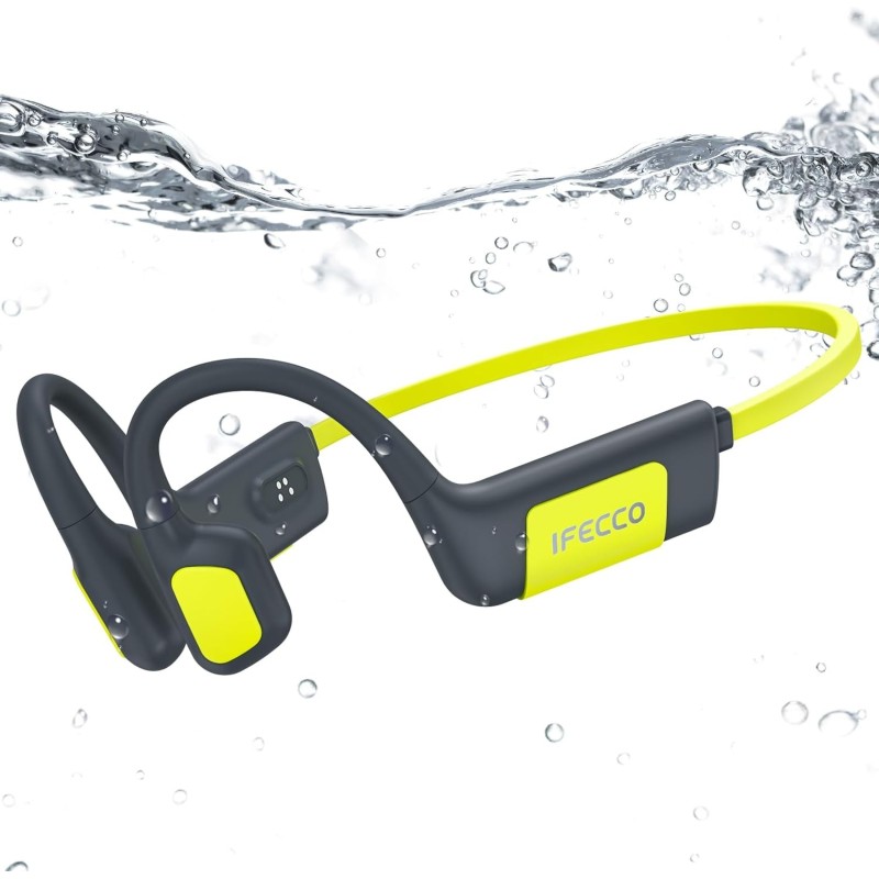 IFECCO Auriculares Natacion Bluetooth 5.4 - IP68 Resistente al Agua Auriculares Conduccion Osea Natacion,Cascos Abiertos con 32G
