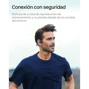 SHOKZ OpenRun Auriculares Conducción Ósea, Deportivos Inalámbricos Bluetooth con Micrófono Cancelación de Ruido, Open-Ear de